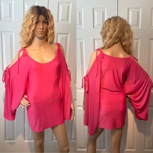 Pink bell sleeve dress
